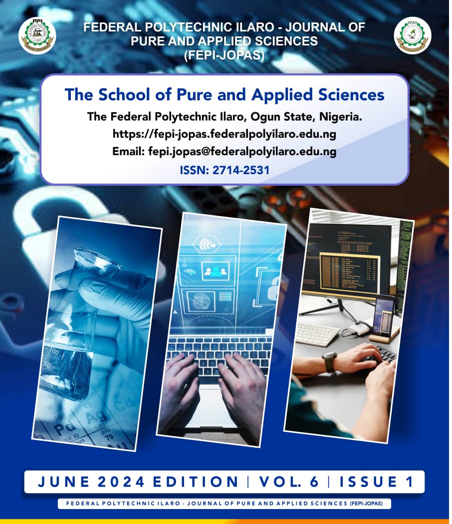 					View Vol. 6 No. 1 (2024):  THE FEDERAL POLYTECHNIC ILARO JOURNAL OF PURE AND APPLIED SCIENCES VOLUME 6  ISSUE 1
				