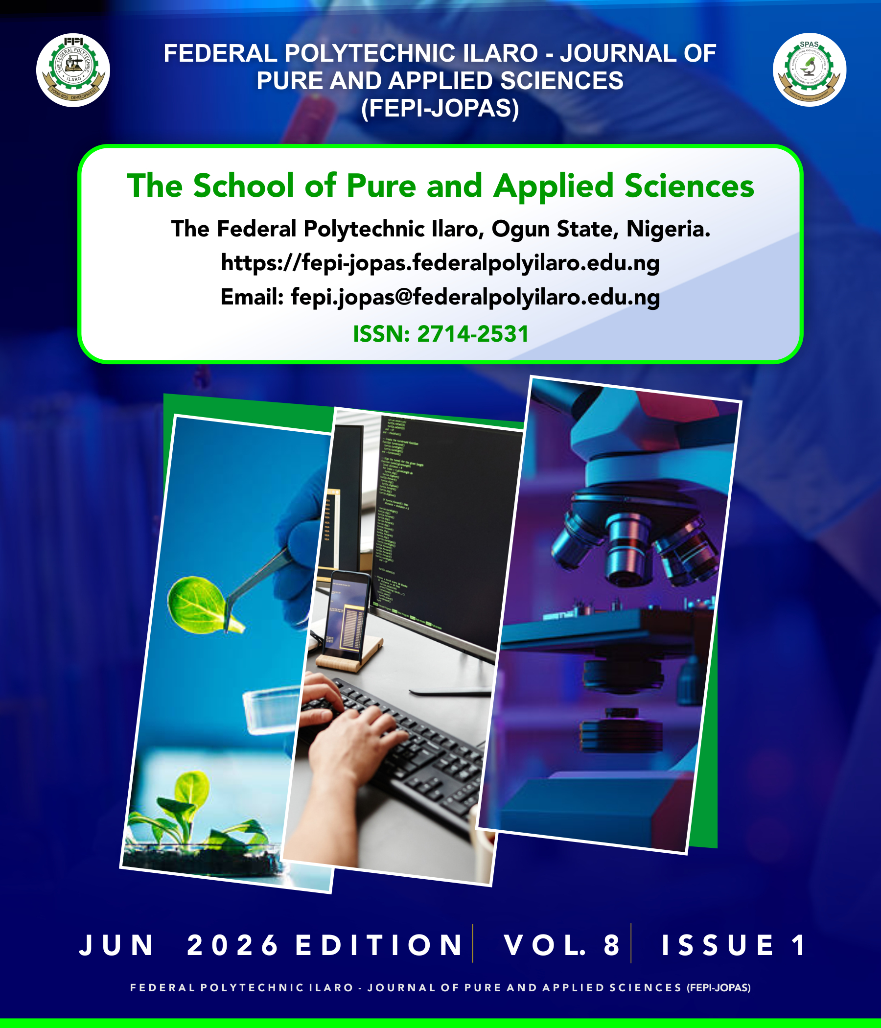					View Vol. 8 No. 1.1 (2026): THE FEDERAL POLYTECHNIC ILARO JOURNAL OF PURE AND APPLIED SCIENCES VOLUME 
				